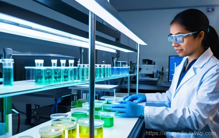 바이오프린팅을 통한 인체 장기 모사 기술 - **Prompt:** A state-of-the-art bioprinting laboratory. In the foreground, a diverse team of focused ...