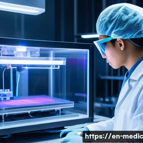 Home 33 바이오프린팅에서의 인공지능 활용 가능성 - A futuristic bioprinting laboratory showcasing an advanced AI-driven bioprinter in action, dynamical...