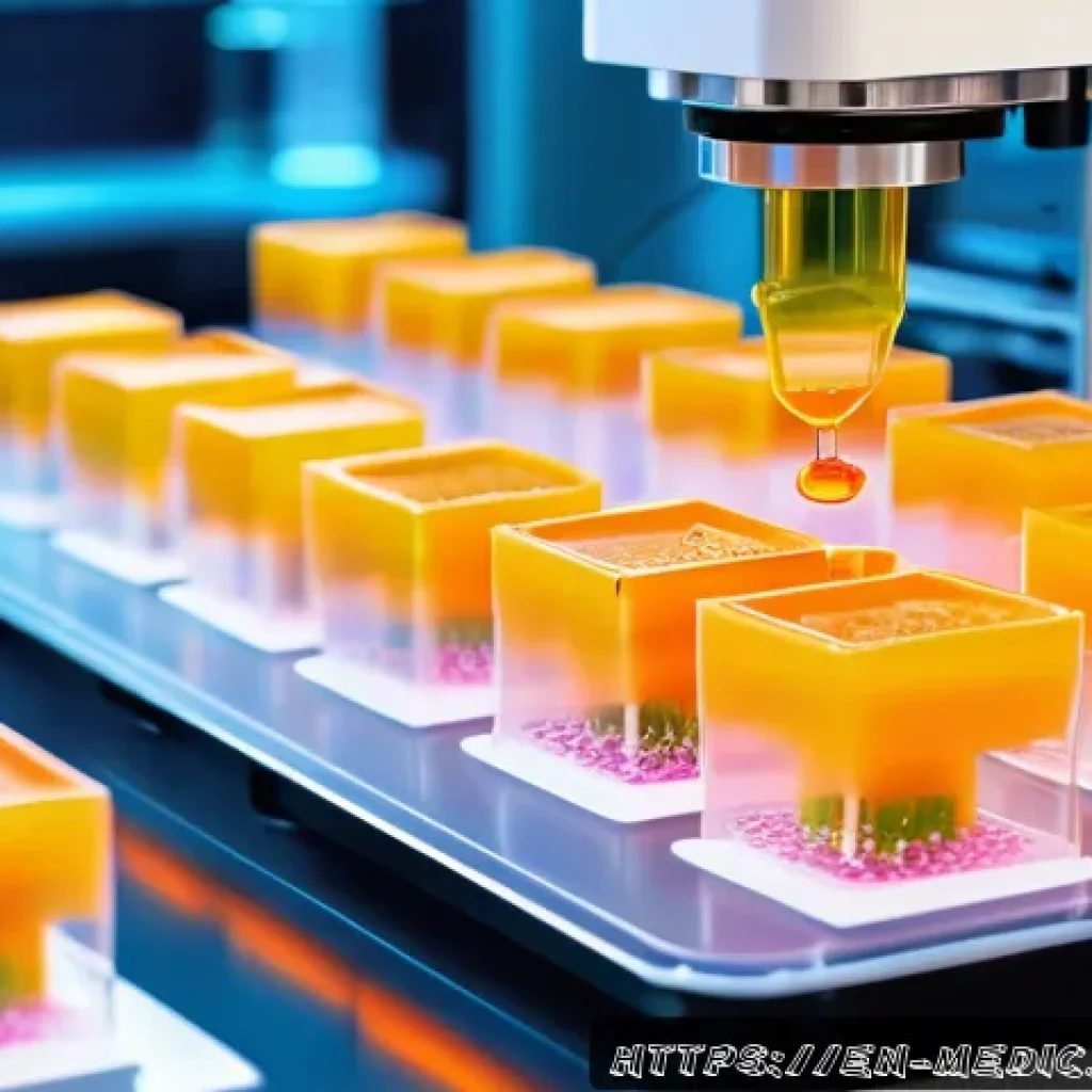 바이오프린팅이 주는 환자 맞춤형 치료의 가능성 - A high-tech bioprinting laboratory scene showing a state-of-the-art 3D bioprinter meticulously layer...